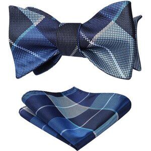 Bow Ties for Men Check Plaid Self Tie Bow Tie and Pocket Square Bowtie Formal